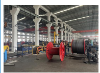 Wire rope manufacturing production line with stranding machines in the factory
