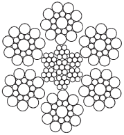 Cross-section of a multistrand rotation-resistant wire rope similar to 35WXK7 for rotary drilling rigs