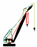 Diagram of wire rope circuits on a crawler crane including main hoist, boom hoist and pendant lines