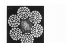 Cross section of oilfield drilling line wire rope showing strands and independent wire rope core