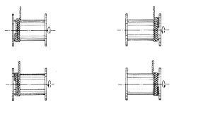 Correct drum spooling direction diagrams for wire rope installation on a drilling rig winch