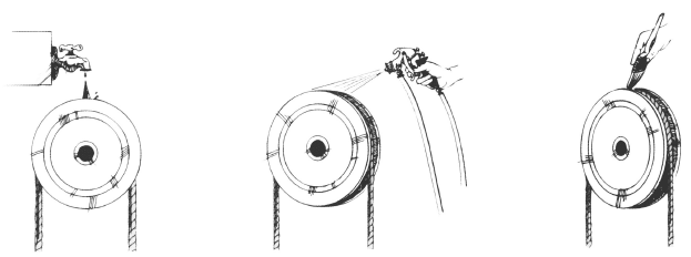 Wire rope lubrication methods for rotary drilling rig ropes: bath, spray and brush application